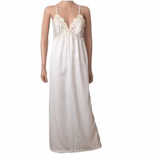 Vintage Bert Yelin for Iris cream satin long nightgown